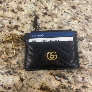 Black Gucci card case key chain